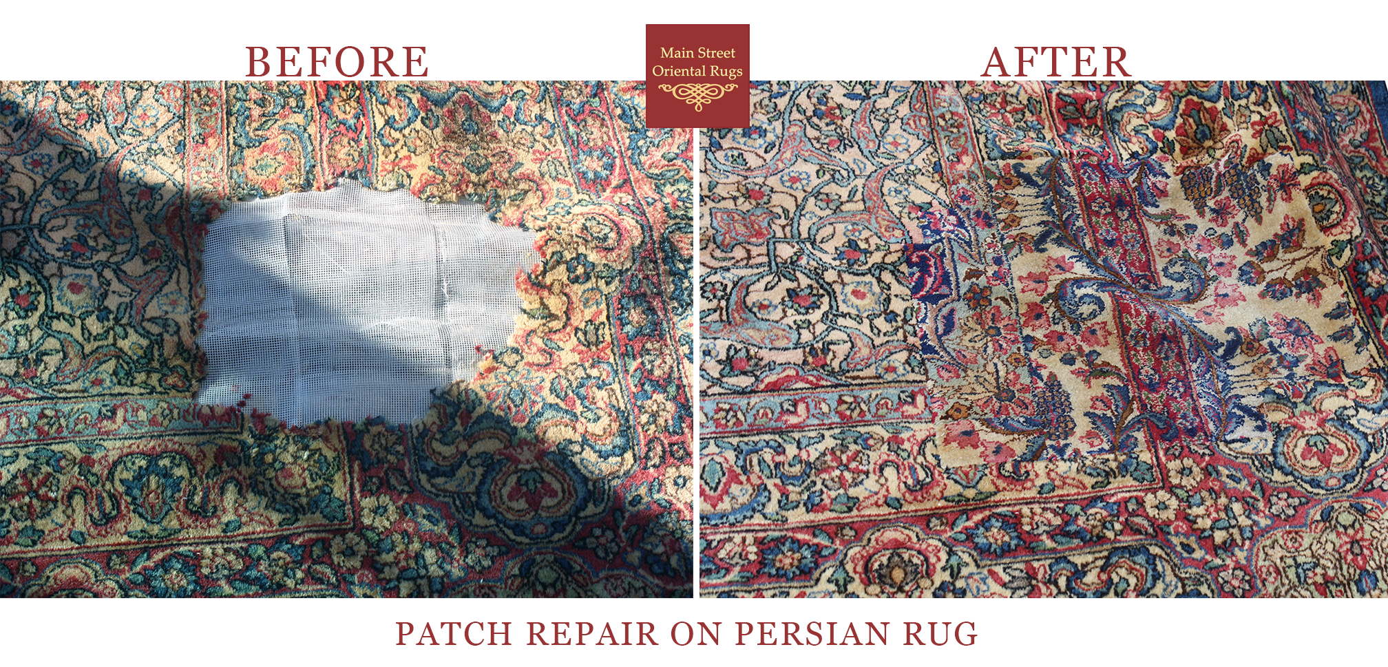 Persian rug patch repair - Main Street Oriental Rugs