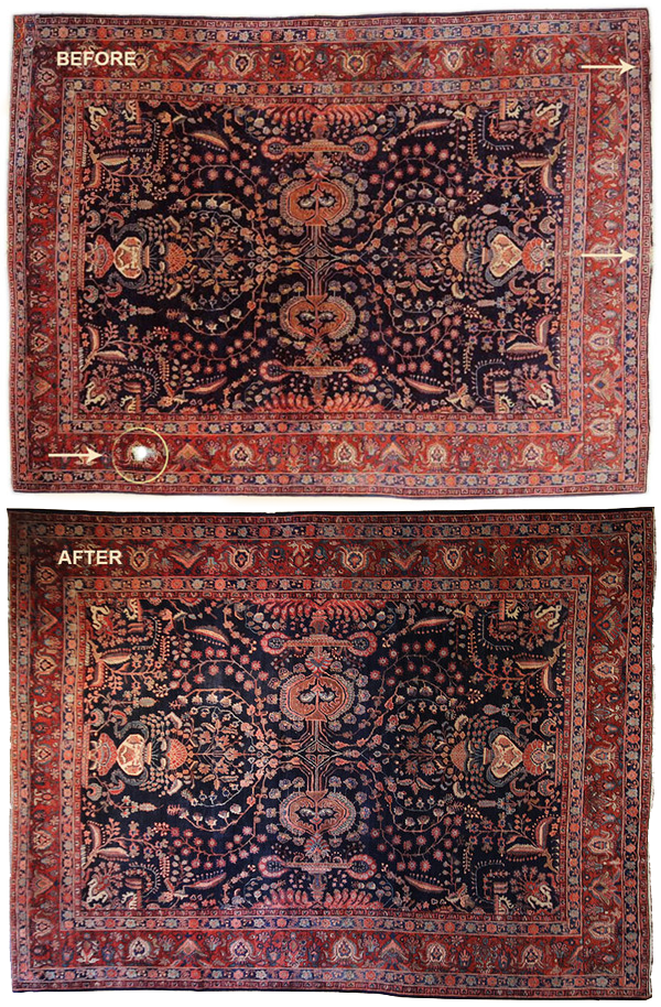 Expert Rug Repair Before - Main Street Oriental Rugs