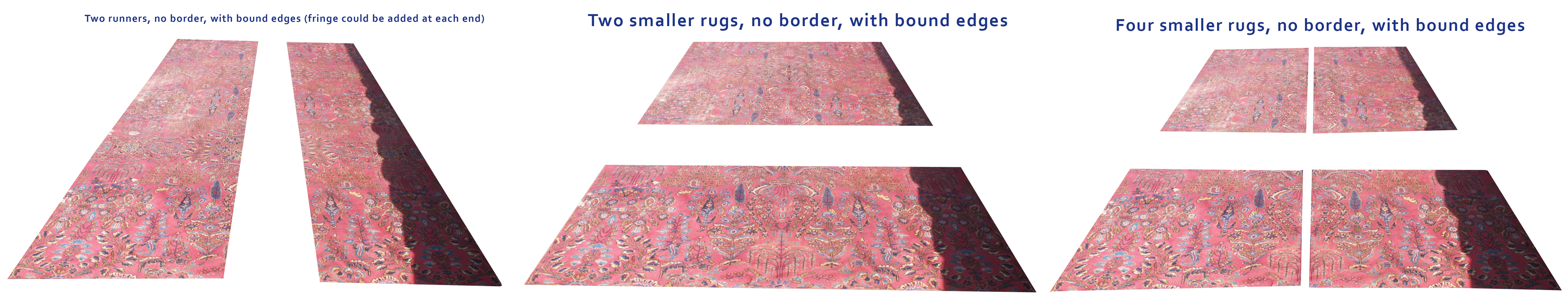 Area rug resizing options of Persian rug
