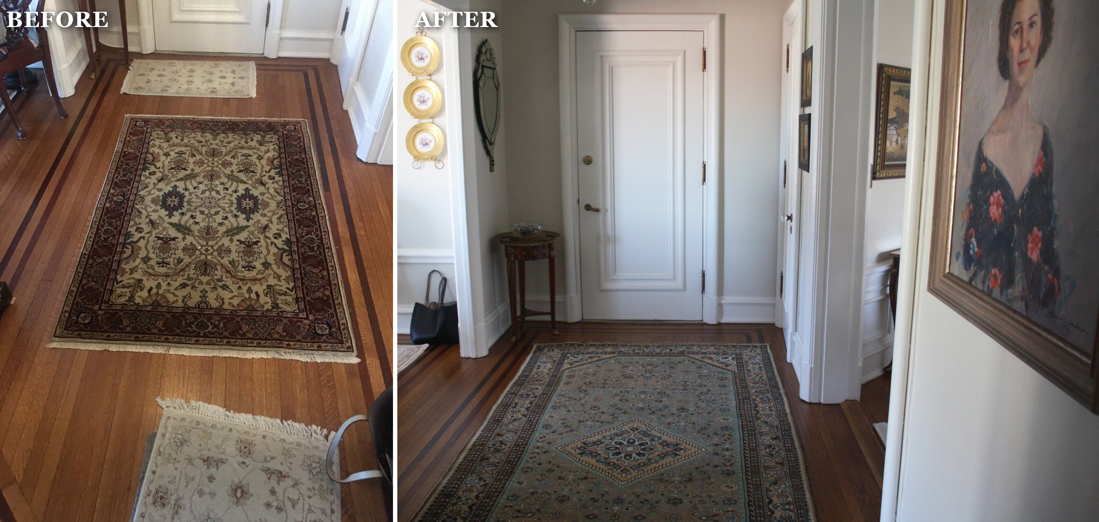 Hall runner before and after