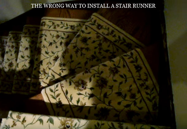 example of the wrong way to install a stair runner