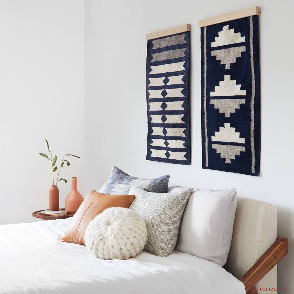 Hanging rug on wall bedroom