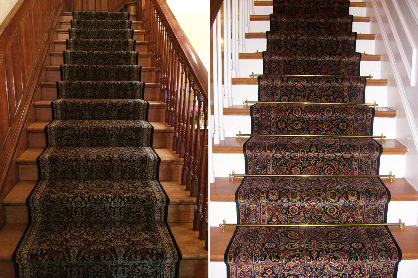 Stair runners with and without stair rods