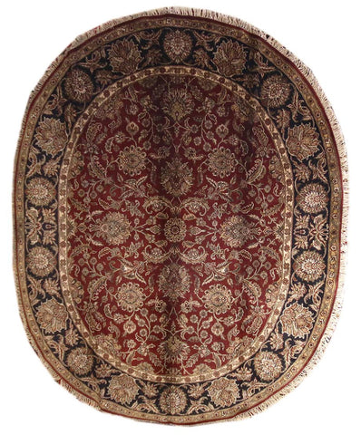 8.2x10 Indo-Persian Agra - Oval Rug
