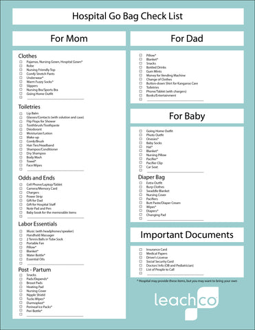 Link to ultimate guide to what is needed in your hospital go bag PDF