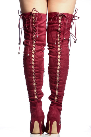 suede over the knee boot corset