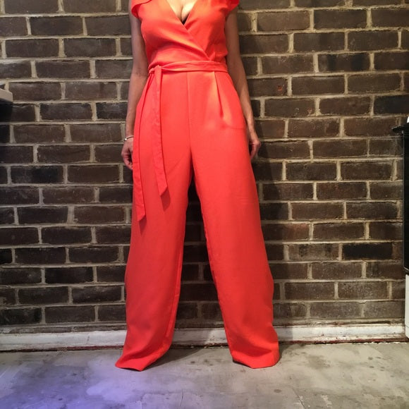 orange wide leg jumpsuit