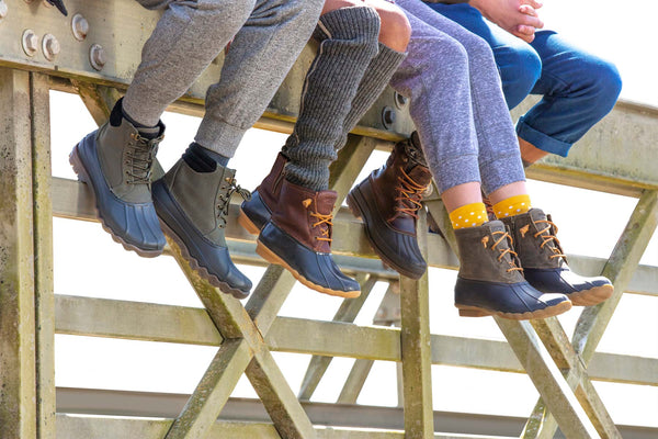 blue and grey sperry boots