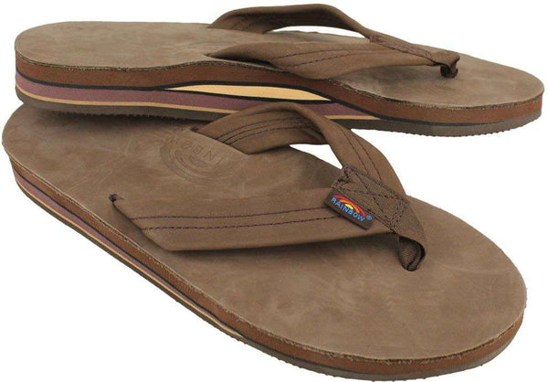 rainbow leather flip flops