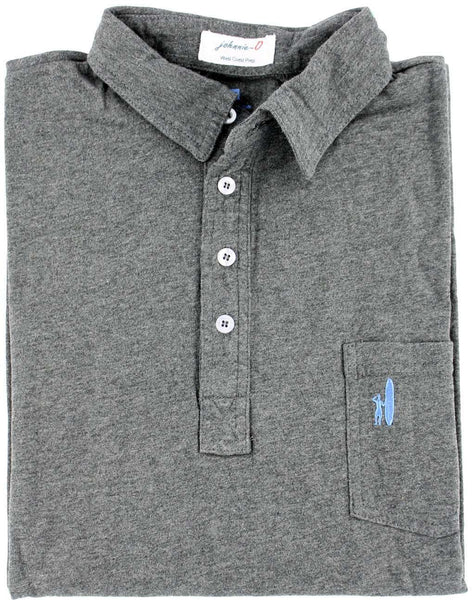 Johnnie-O The Long Sleeve 4-Button Polo in Heather Charcoal Grey
