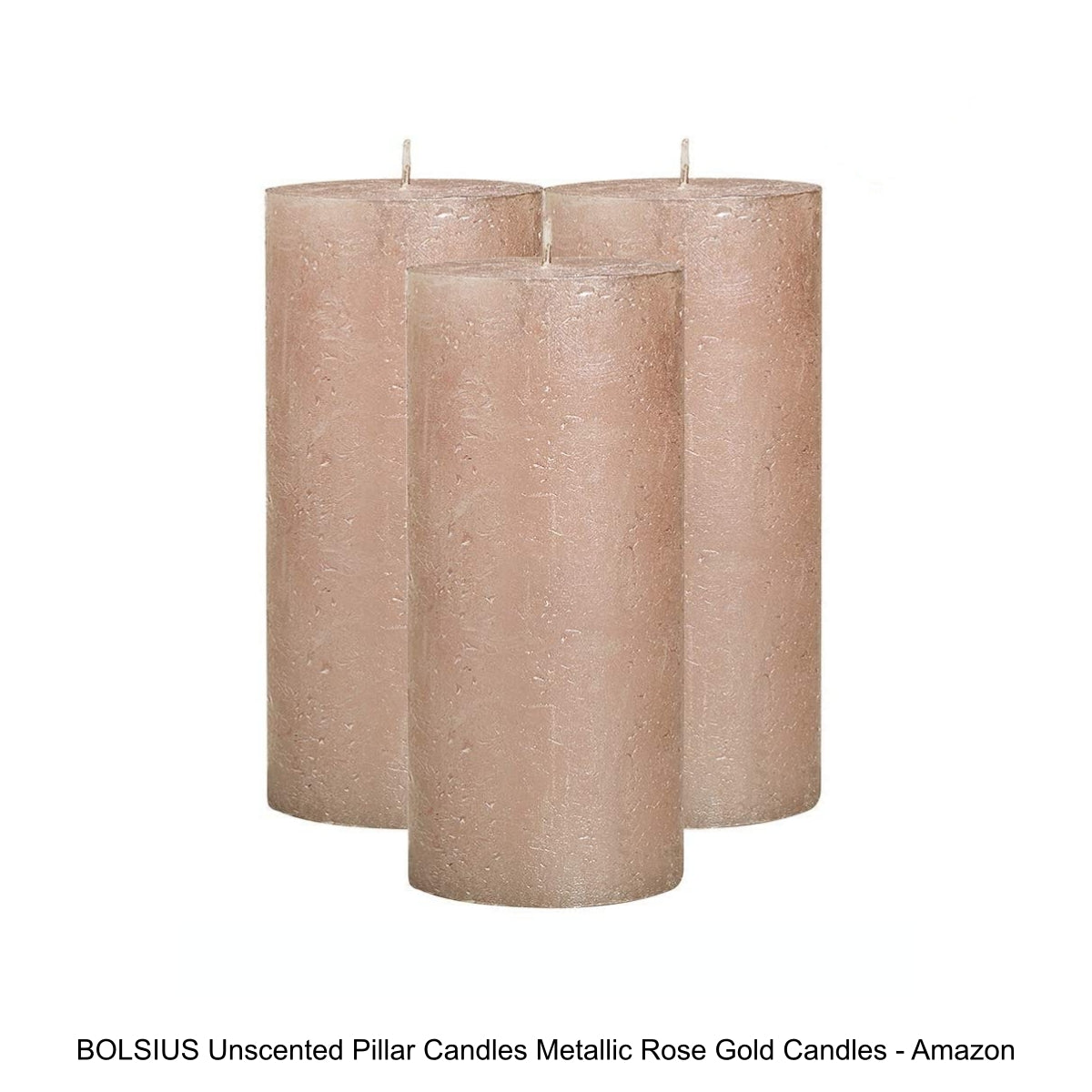 BOLSIUS Unscented Pillar Candles Metallic Rose Gold Candles - Amazon