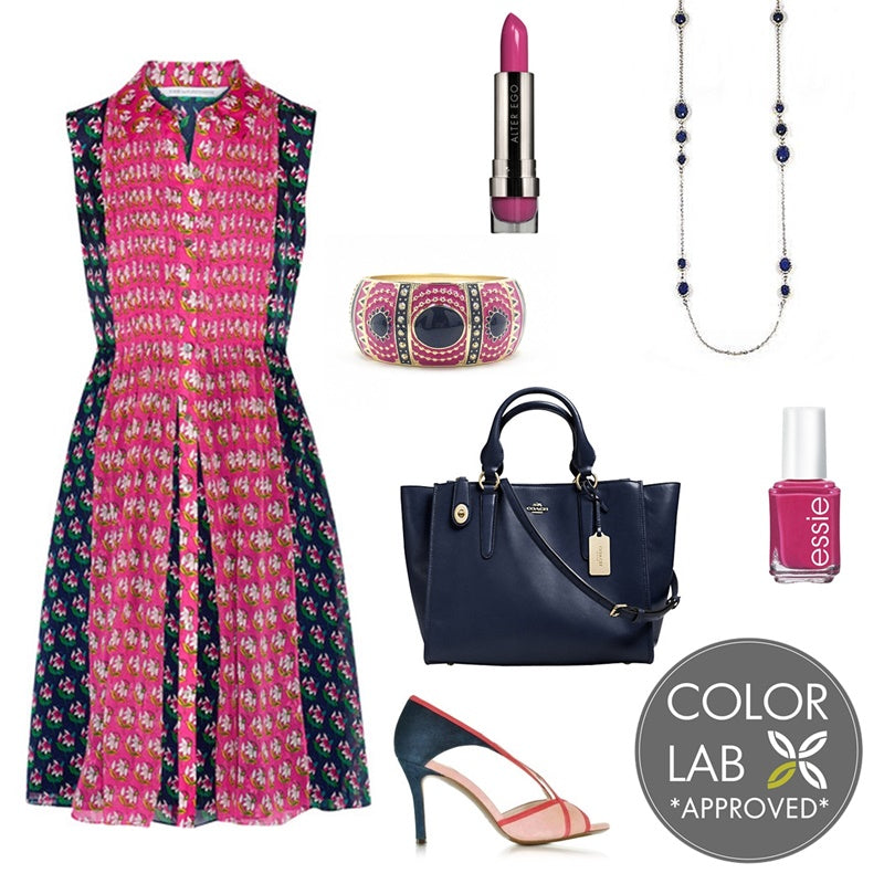 In the Color Lab: Fuchsia and Navy Blue Style Board