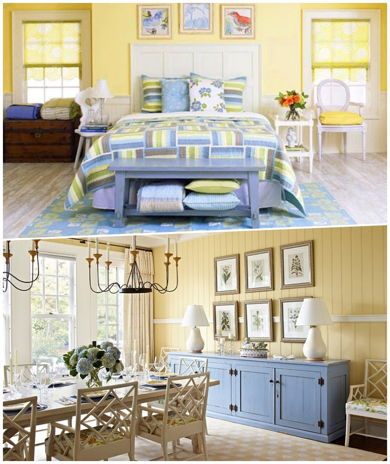 Placid Blue and Yellow Pear - Bedroom and Dining Room