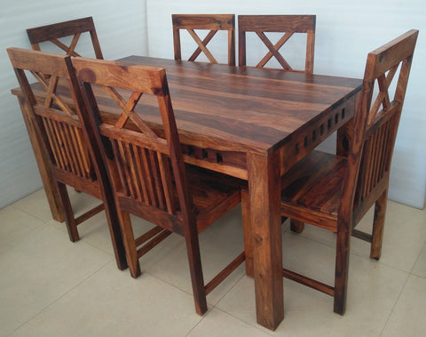 Fissure - L Table with Fuchsia Chairs (6 Nos)