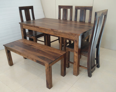 Scoria-L Table with Chrysolite Chairs (4 Nos) and Scoria Bench