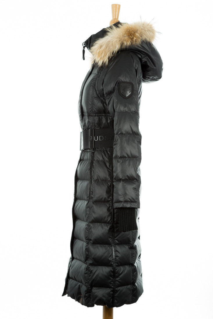 long down coat with fur hood