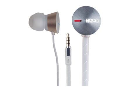  Boom Earwear BEAwesome In Ear Headphones With Microphone and Remote - White/Silver 