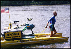 Steve on the Mississippi with his peddle boat