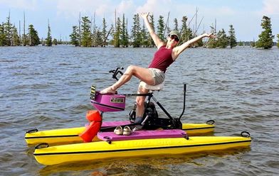 Woman having fun on a Hydrobike