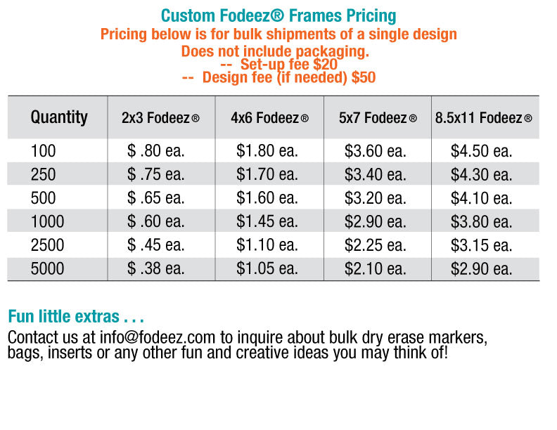 Pricing for self stick reusable adhesive sign holders and picture frames.