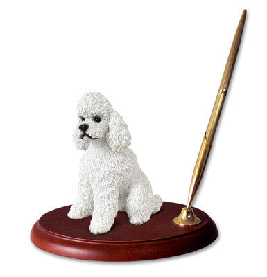 Desk Accessories - Pen Set - Poodle White w/Sport Cut