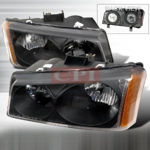 CHEVY 2003-2005 CHEVROLET CHEVY SILVERADO HEADLIGHTS/ HEAD LAMPS BLACK-EURO STYLE 2003,2004,2005