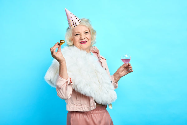 mature woman celebrating