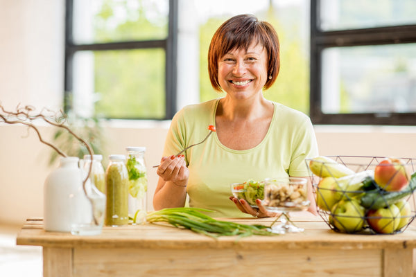 mature woman eating healthy