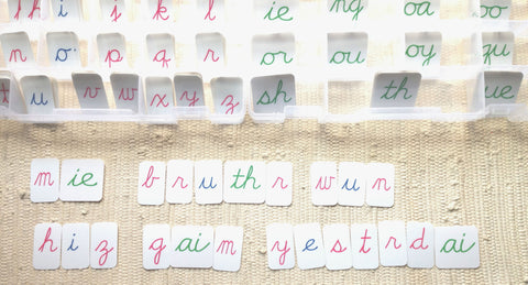 Montessori movable alphabets cursive phonograms