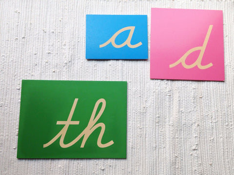 Montessori cursive sandpaper letters phonograms