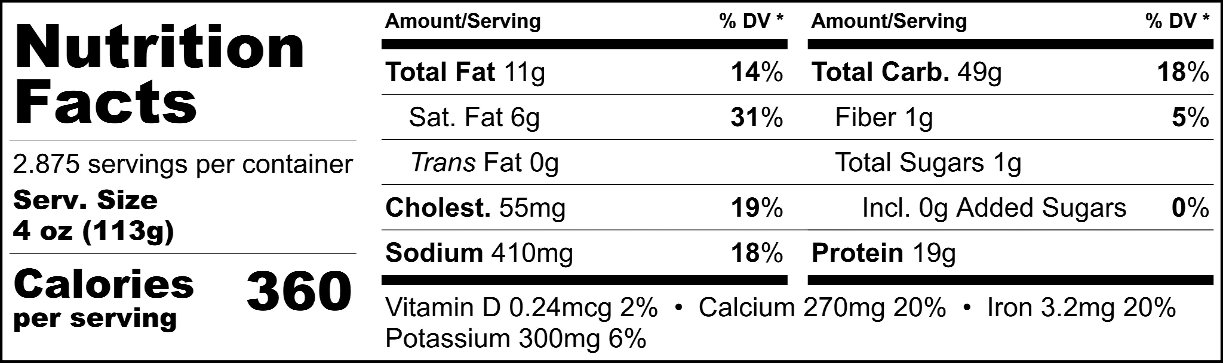 Pappardelle's Cheese Large Tortelloni Nutritional Statement