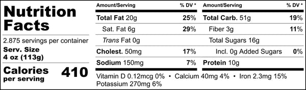 Pappardelle's Chocolate Hazelnut Dessert Ravioli Nutritional Statement