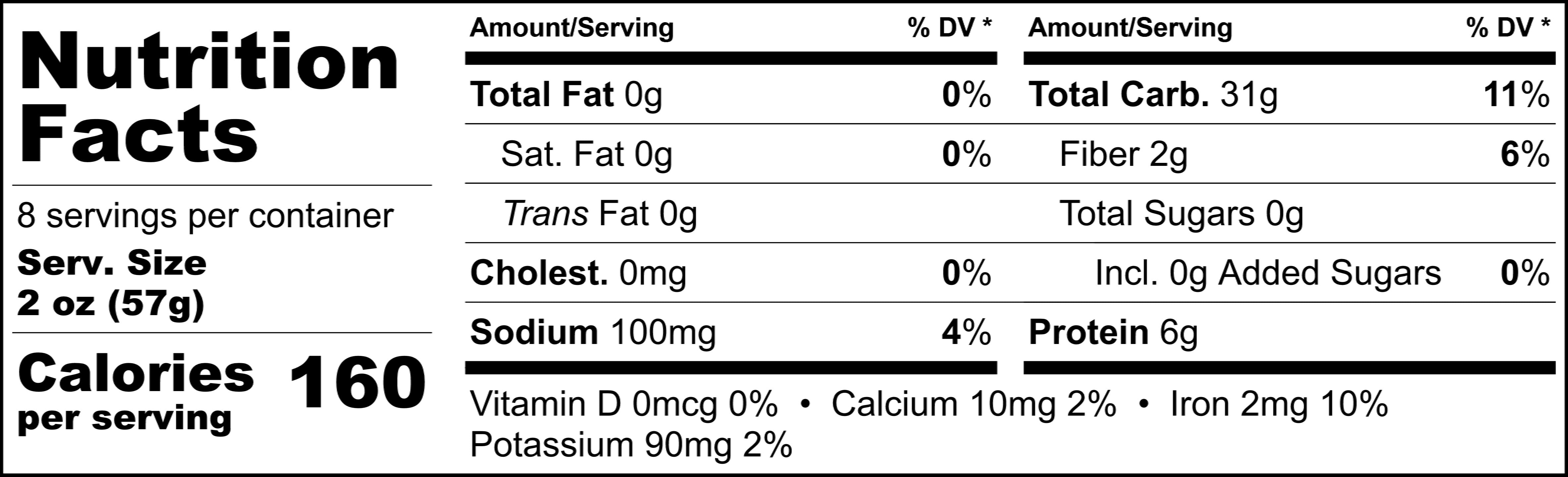 Pappardelle's Lemon Chive Angel Hair Nutritional Statement