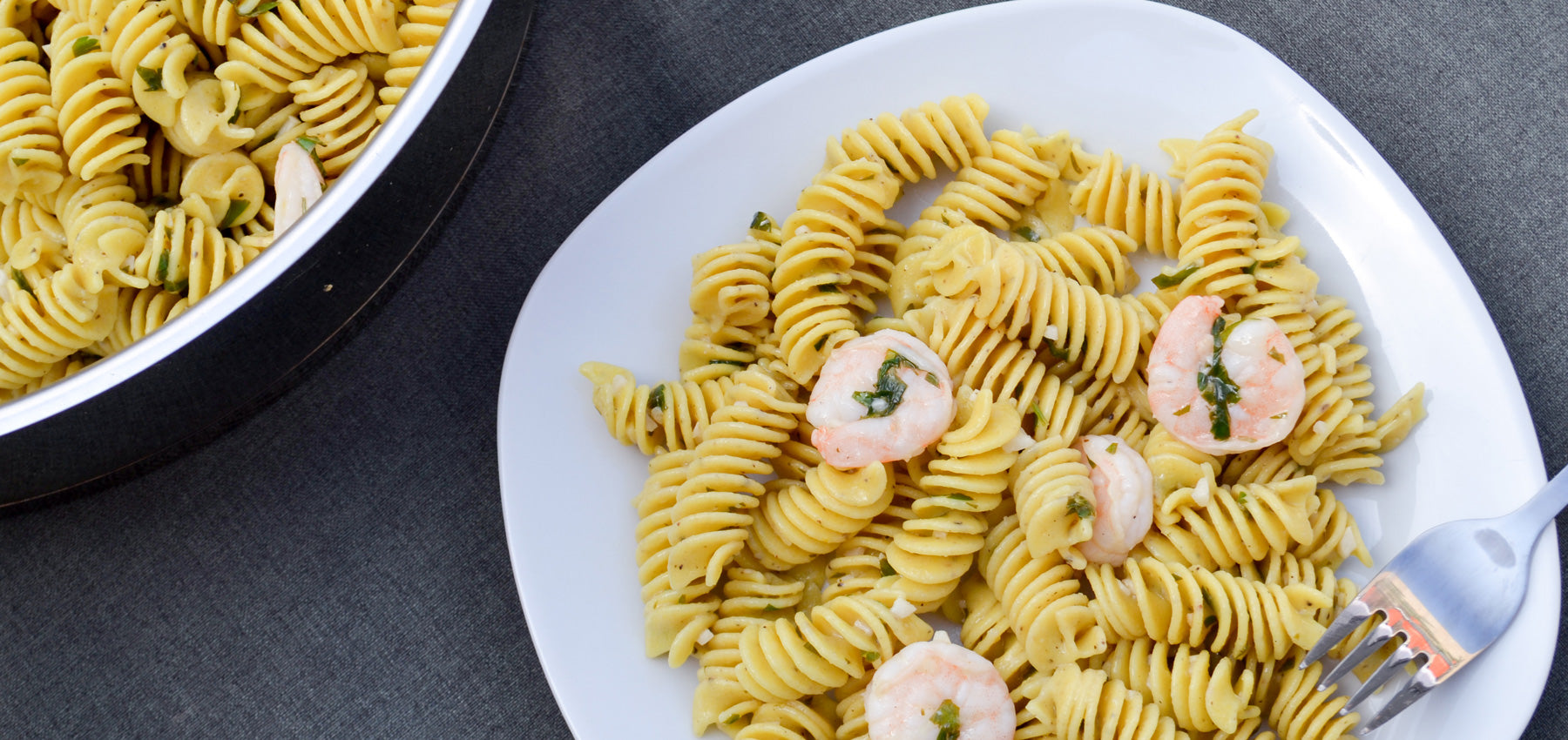 Gluten-Free Lemon Pepper Fusilli with Sautéed Shrimp