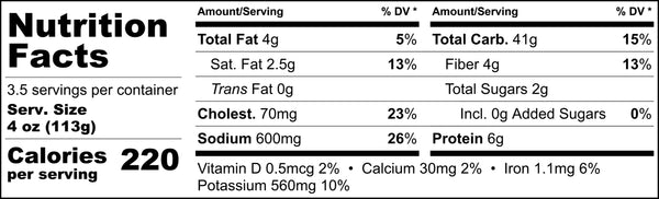 Pappardelle's Gluten-Free Potato Gnocchi Nutritional Statement