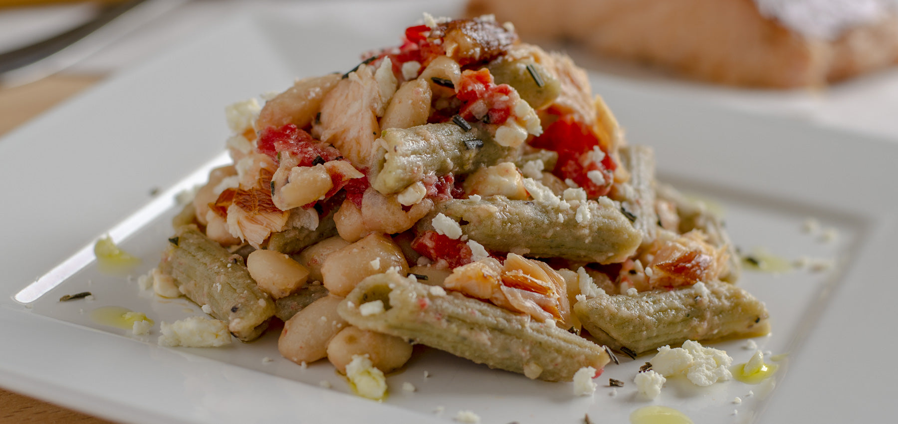 Tuscan Herb Penne, Smoked Salmon, & White Bean Salad