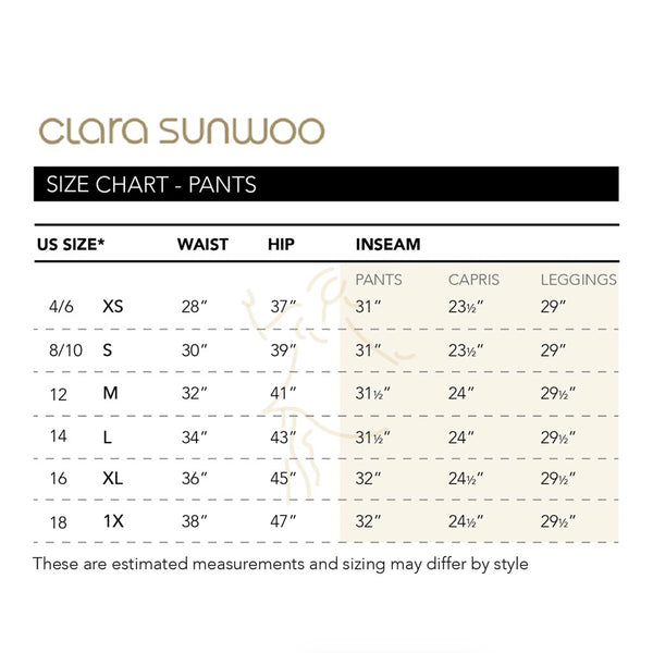 Clara Pants Size Chart