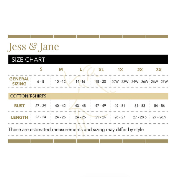 Jess and Jane Size Chart