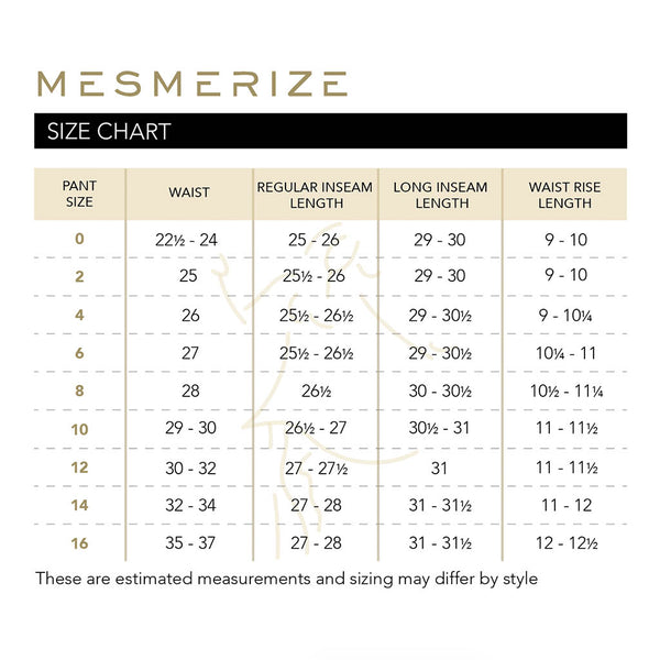 Mesmerize Size Chart