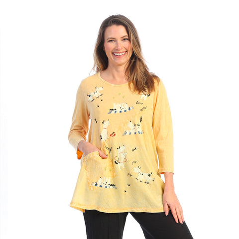 Jess & Jane "Dog-xercise" Mineral Washed Tunic with Linen Contrast - M62-1610