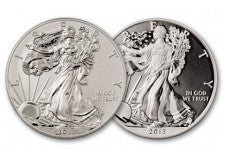 2013-W 1 Dollar Silver Eagle Reverse Proof/BU Set 2pc