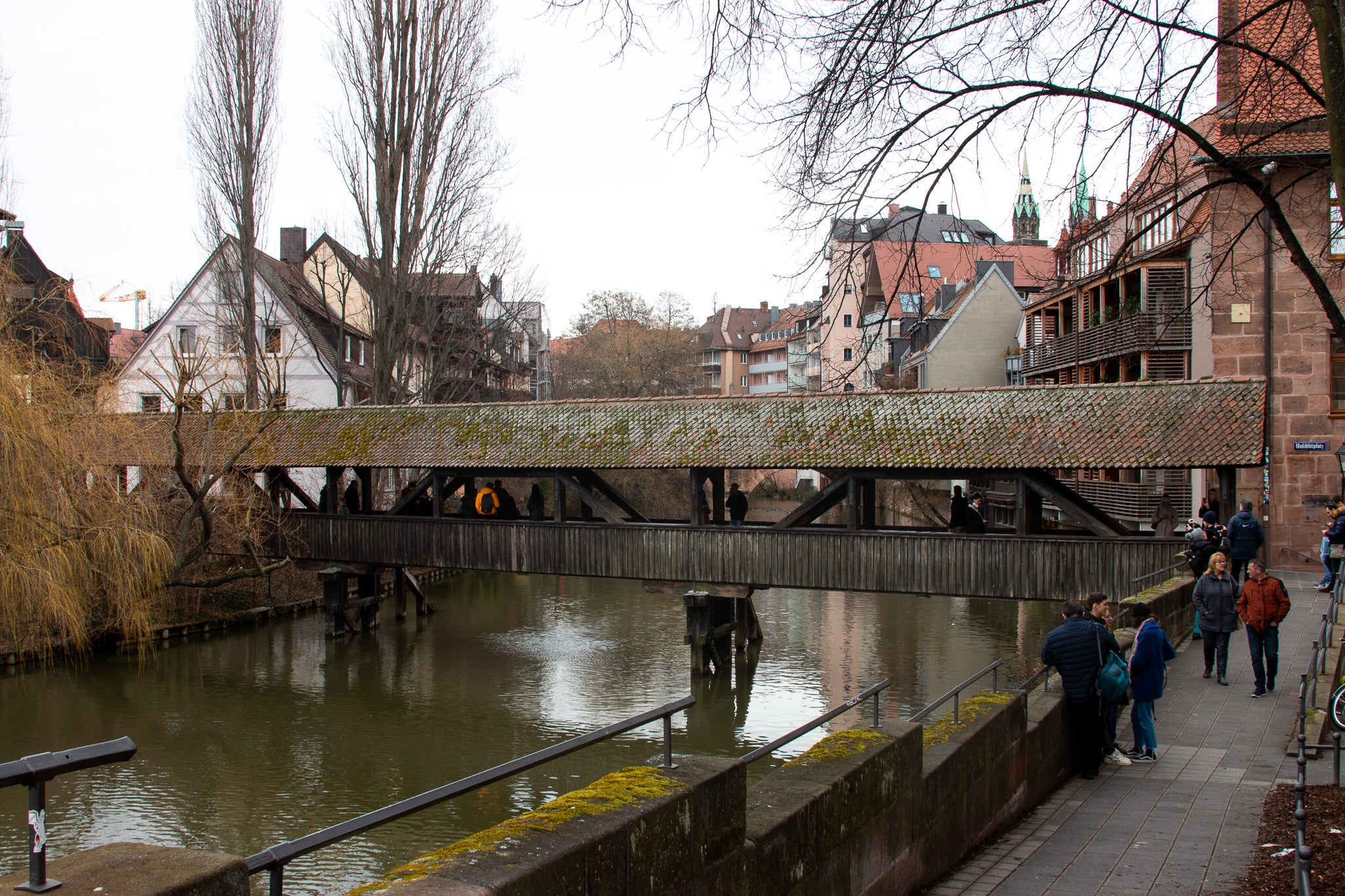 Henkersteg Bridge in Nuremberg Germany. 