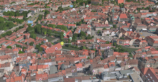 Map view of the Hangman's bridge in Nuremberg