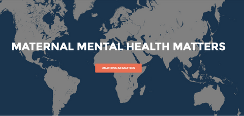 The words Maternal Mental Health Matters on a background of the world map