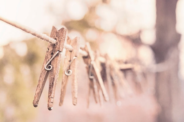 Pegs on a clothesline