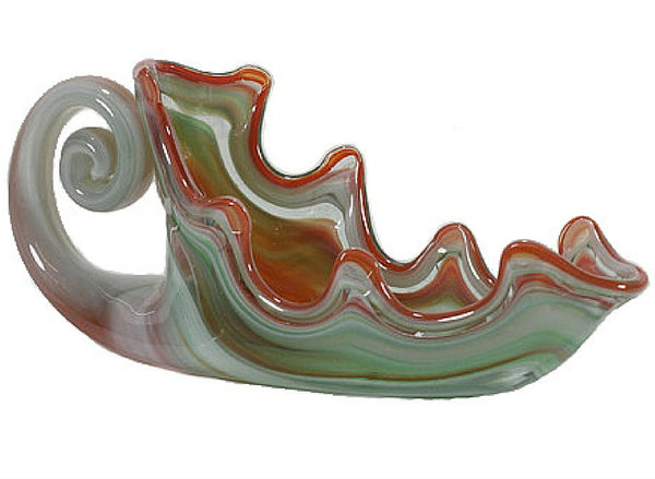 Orange Swirl Art Glass Console Dish