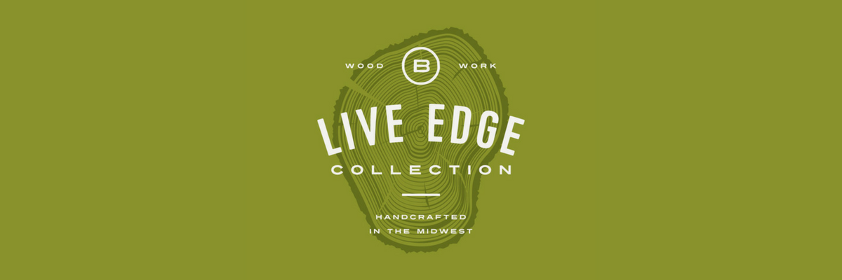 Live Edge Collection of vintage style handcrafted custom furniture for sale by Brassfield Originals