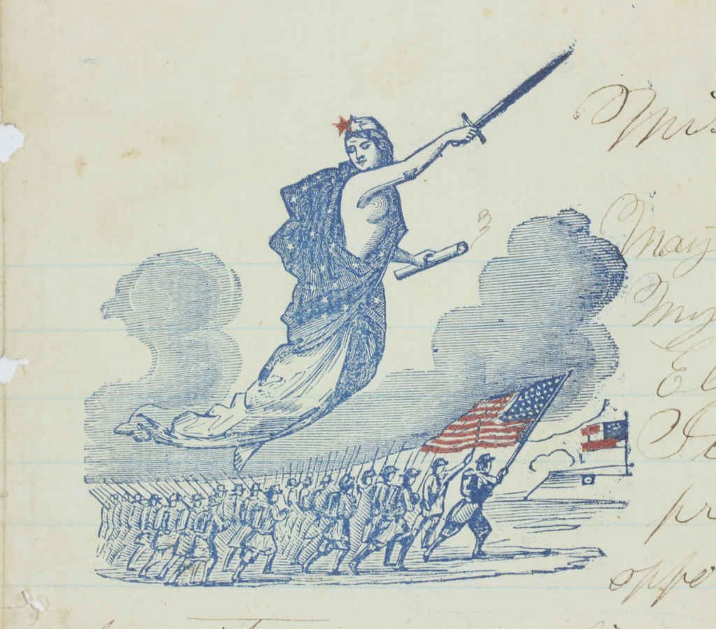Artwork featured on stationary used by Civil War soldiers