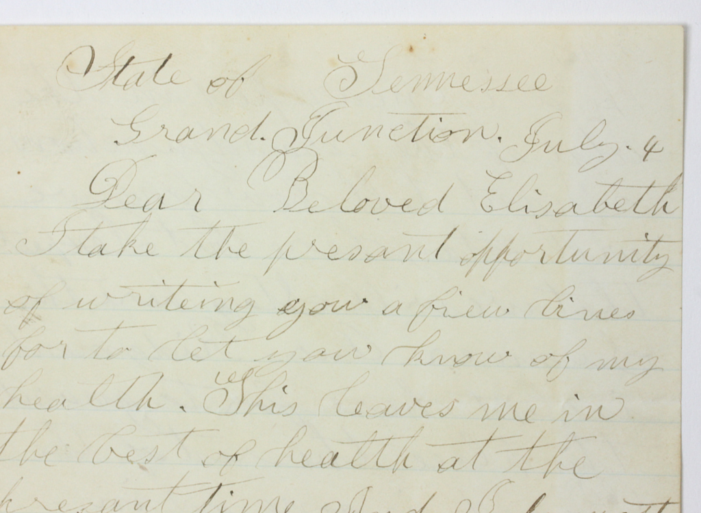 Civil War letter written from Grand Junction, Tennessee on July 4th, 1862