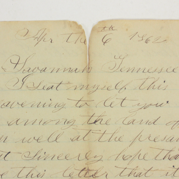 Civil War Letter written during the Battle of Shiloh